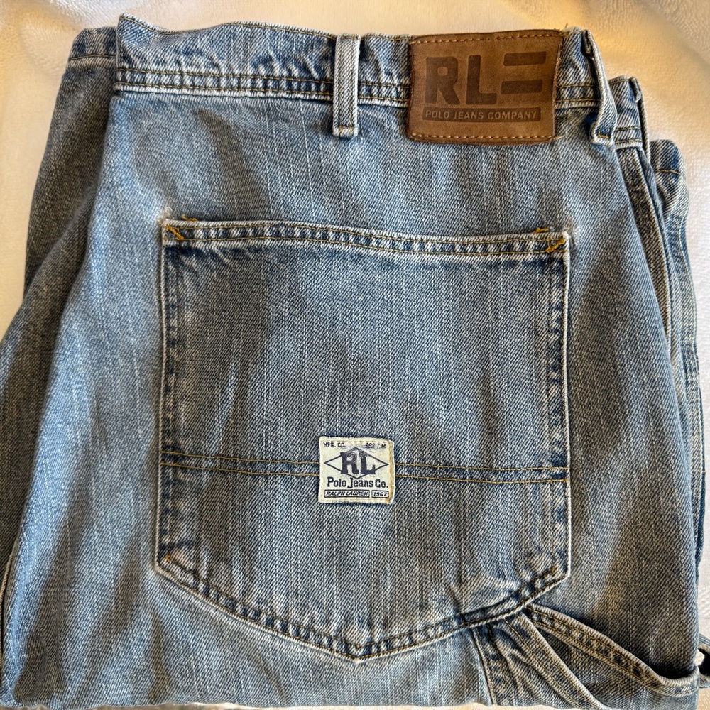 Ralph Lauren Polo Jeans Company Light Blue Denim Jeans Carpenter Shorts